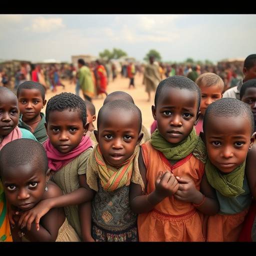 Bambini etiopi in un campo profughi, simbolo della crisi umanitaria