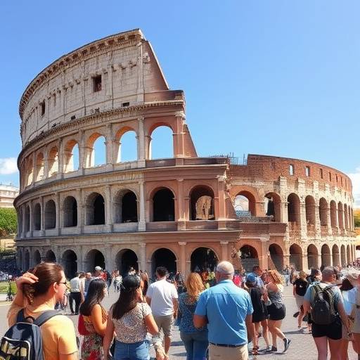 Turisti che visitano il Colosseo a Roma