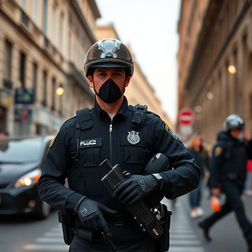 Un poliziotto che pattuglia le strade di Roma
